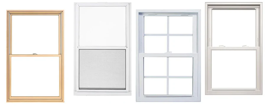 Comparison of aluminum fiberglass and vinyl windows in different frame styles