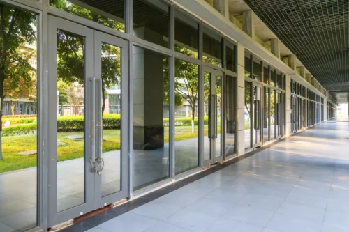 office glass window empty floor financial district chongqing china