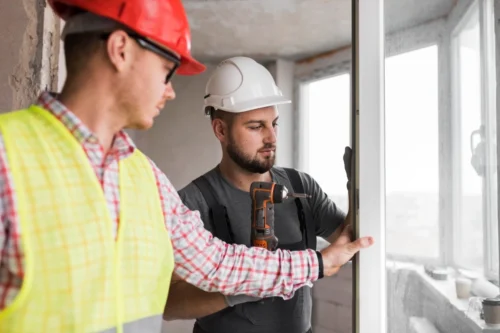 4 A screw secures a metal rod to the side of a door illustrating the process of hanging the doors e