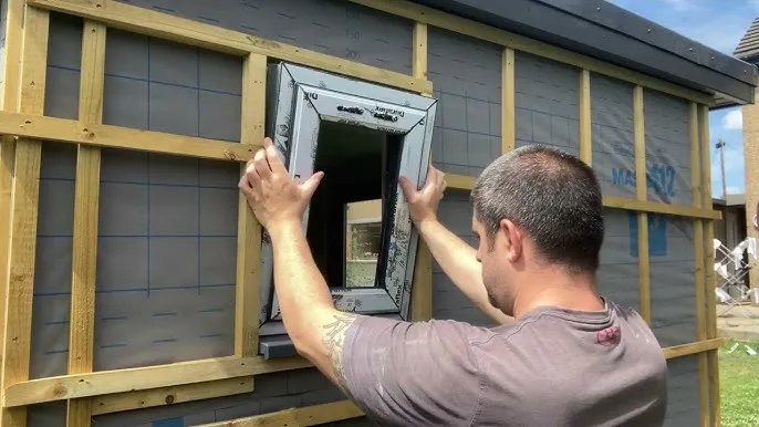 Aluminiumfenstereinbau in einem Gartenzimmer