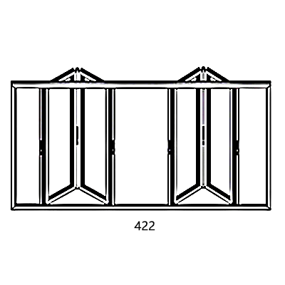 Awning window with 4 leaves 422 cm width