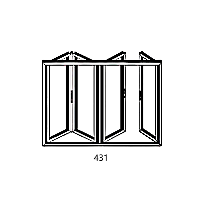 Awning window with 4 leaves 431 cm width