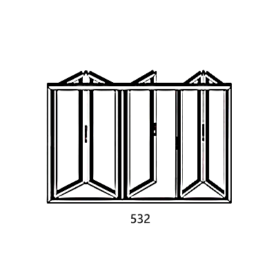 Awning window with 5 leaves 532 cm width