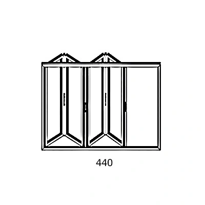 Bi fold door with 5 leaves and 440 cm width