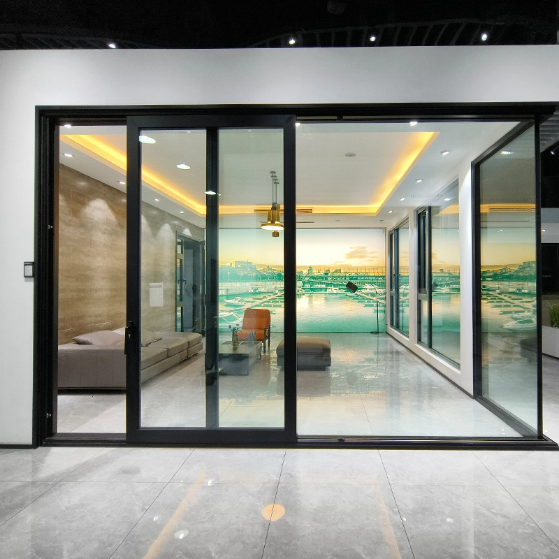 Elegant aluminum sliding doors in a modern living room