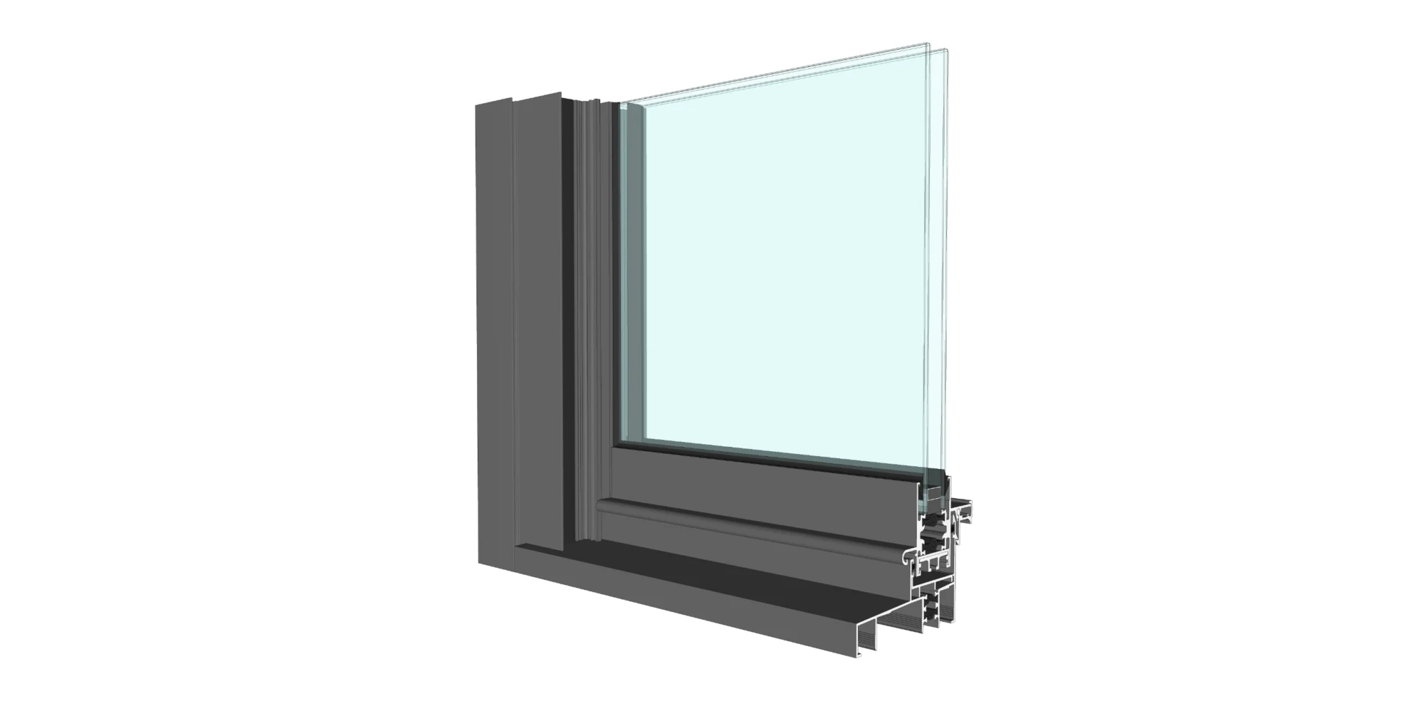 Hung window broken bridge angle drawing