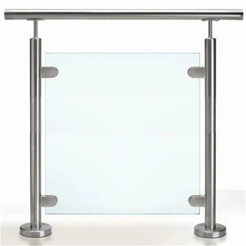 Modern Aluminum Glass Railing with clear glass panel and sleek stainless steel posts