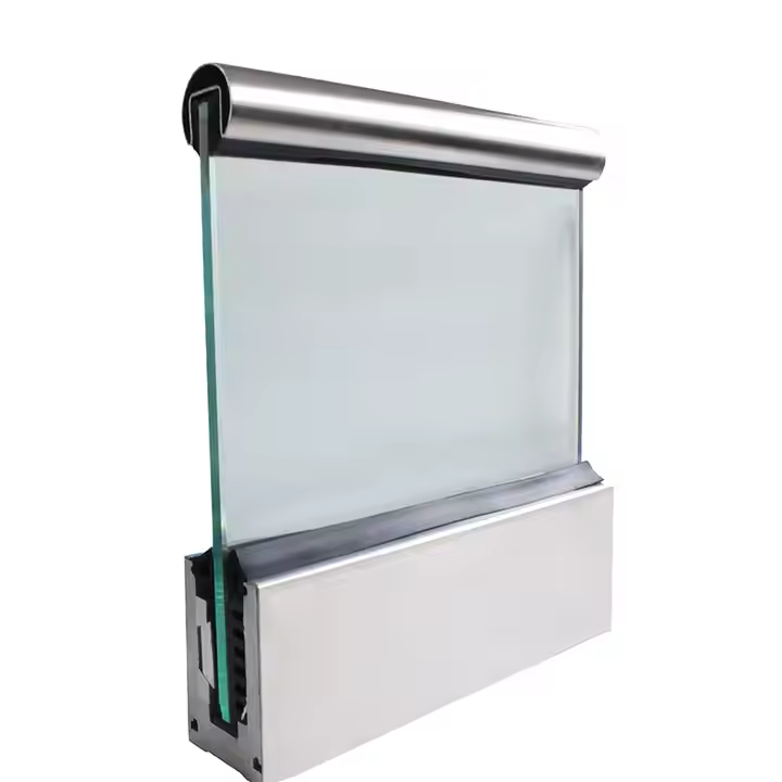 Modern U Channel Glass Railing with sleek aluminum base and transparent glass panel