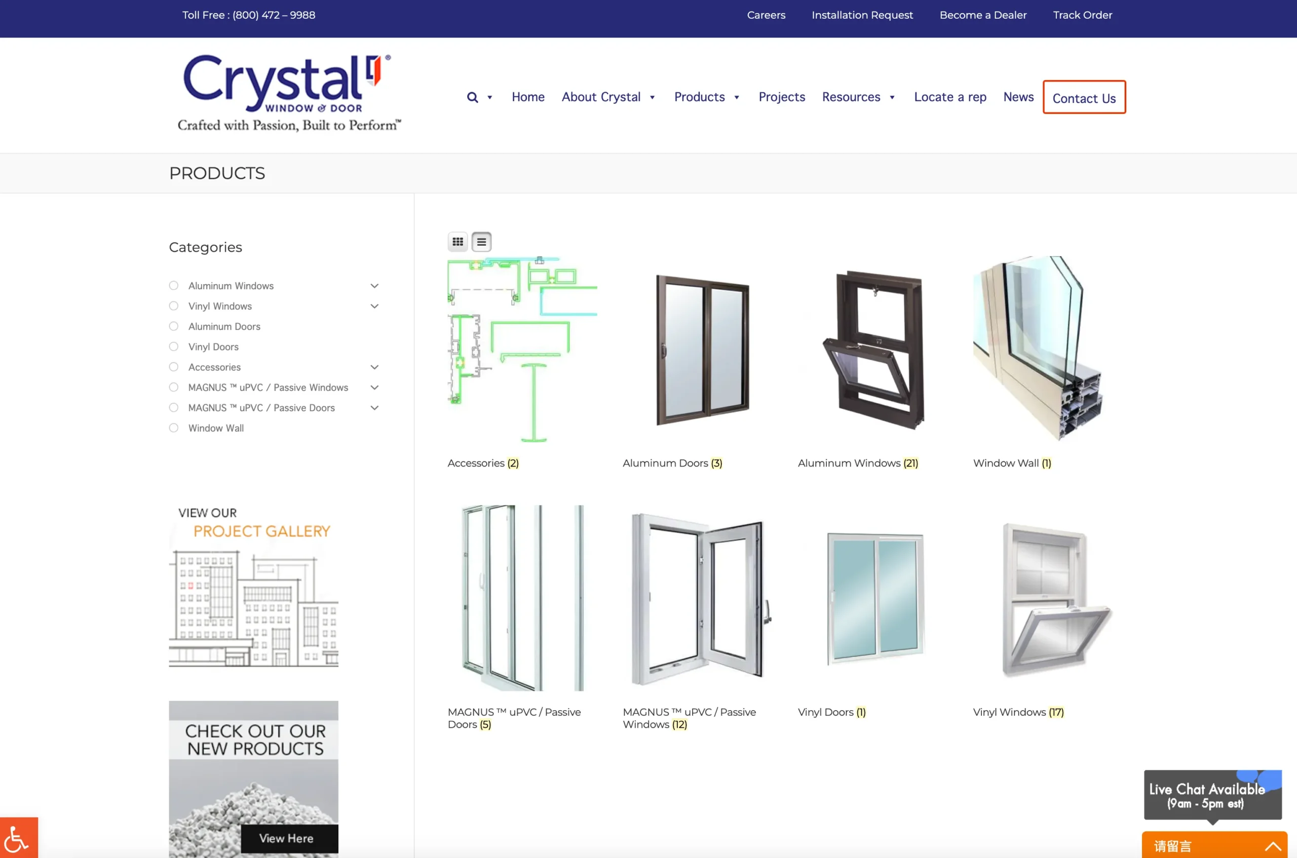 Crystal Window Door Systems website