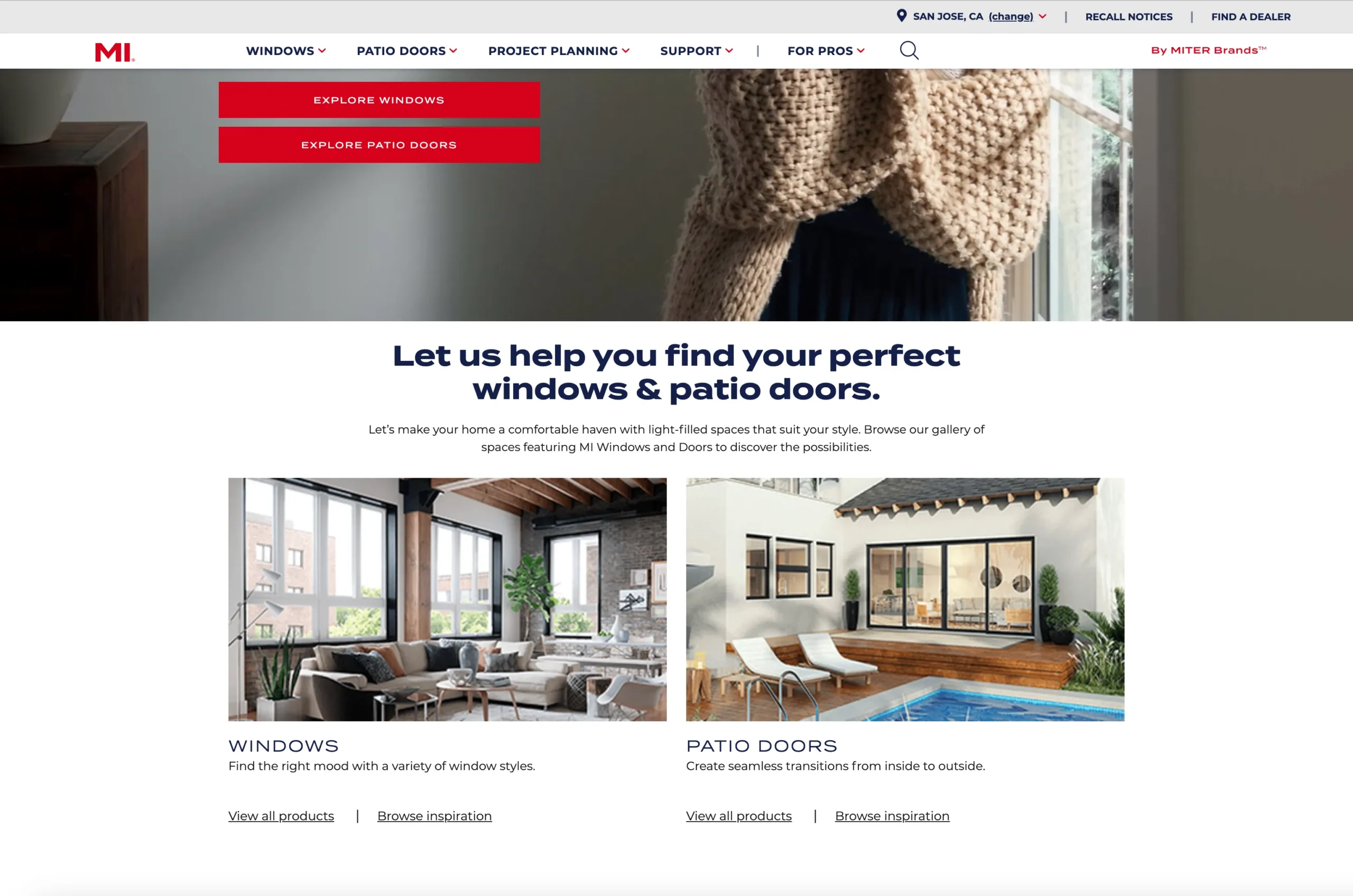 MI Windows and Doors website