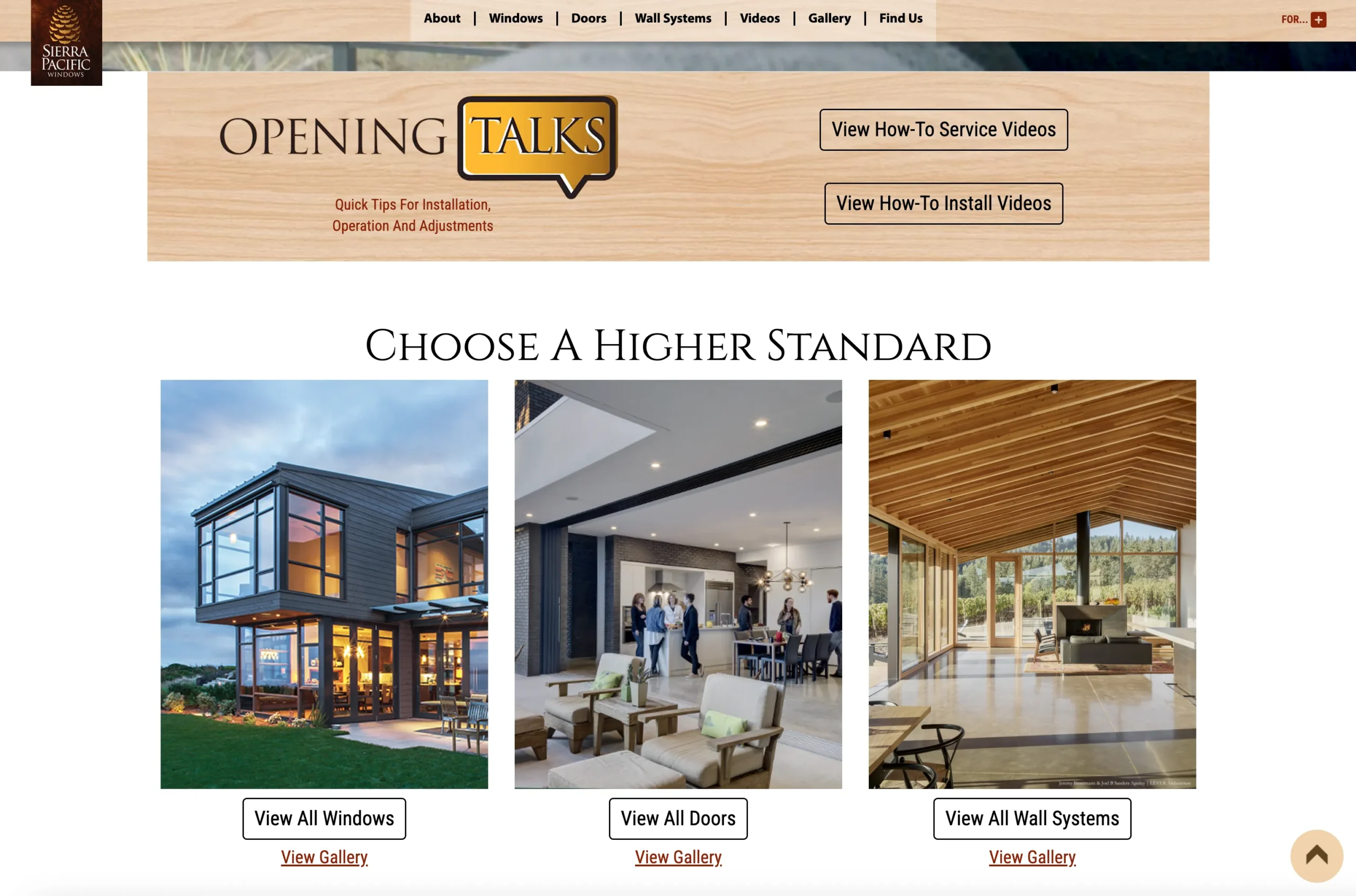 Sierra Pacific Windows website