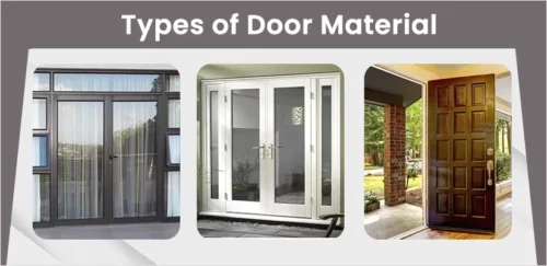 Types of door materials glass white aluminum frames and wood doors