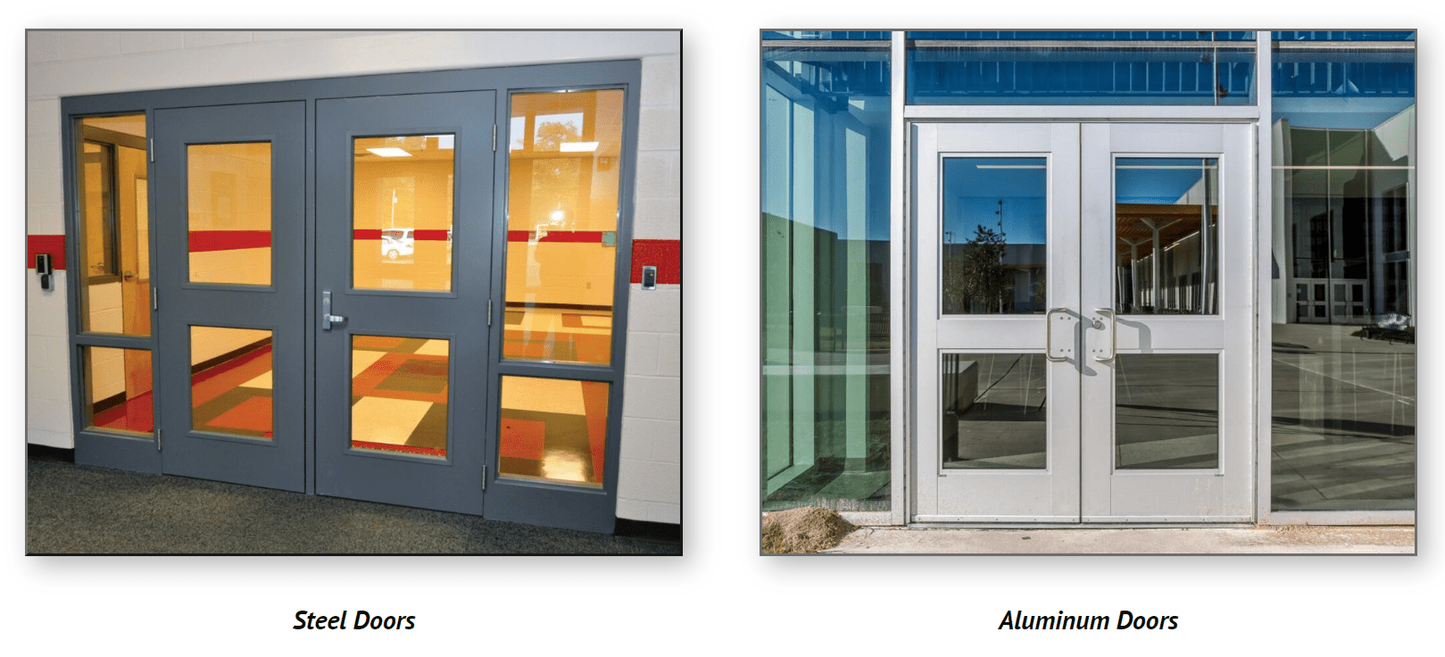 Comparison of steel and aluminum doors