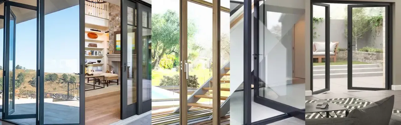 Series of images showing different glass doors