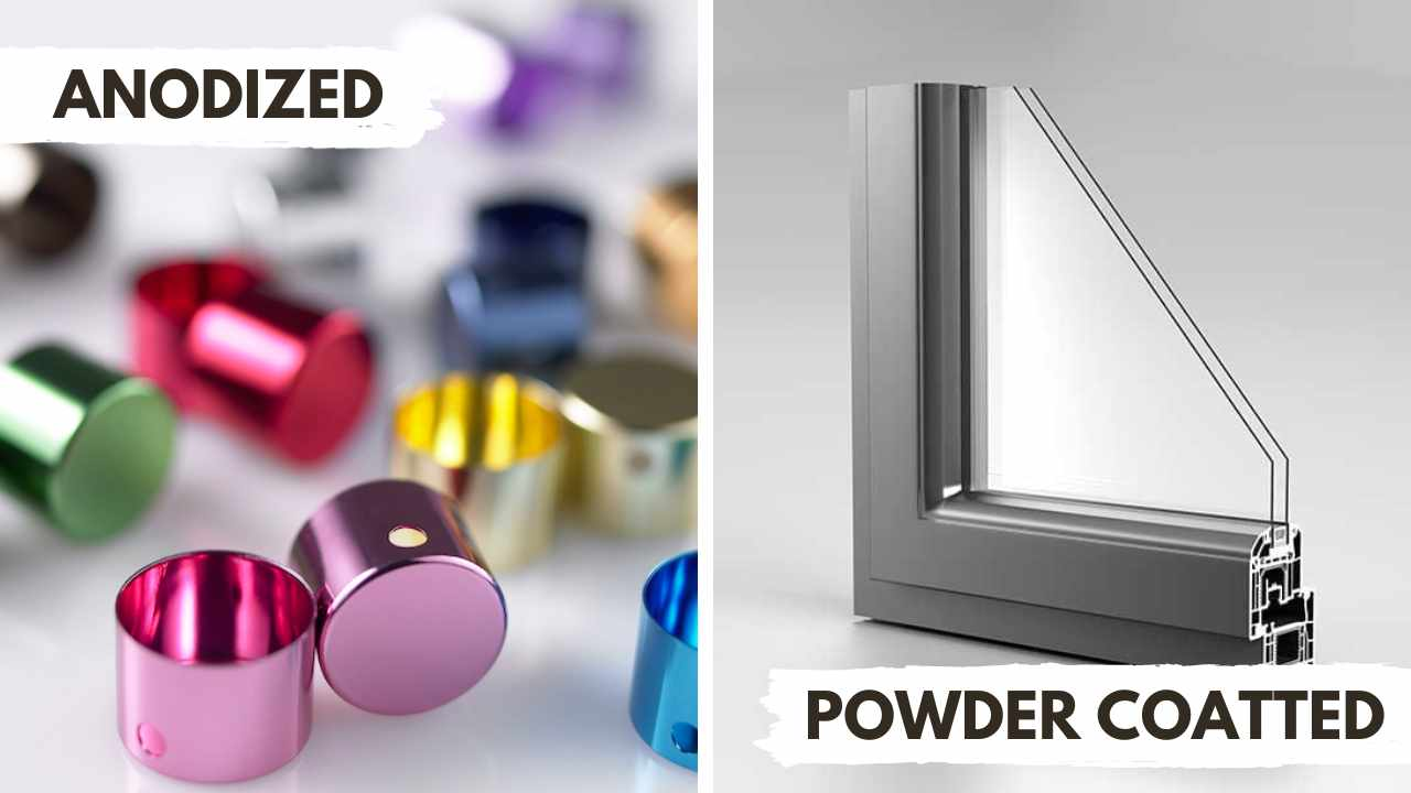 Anodized and powder coated finishes compared for frames