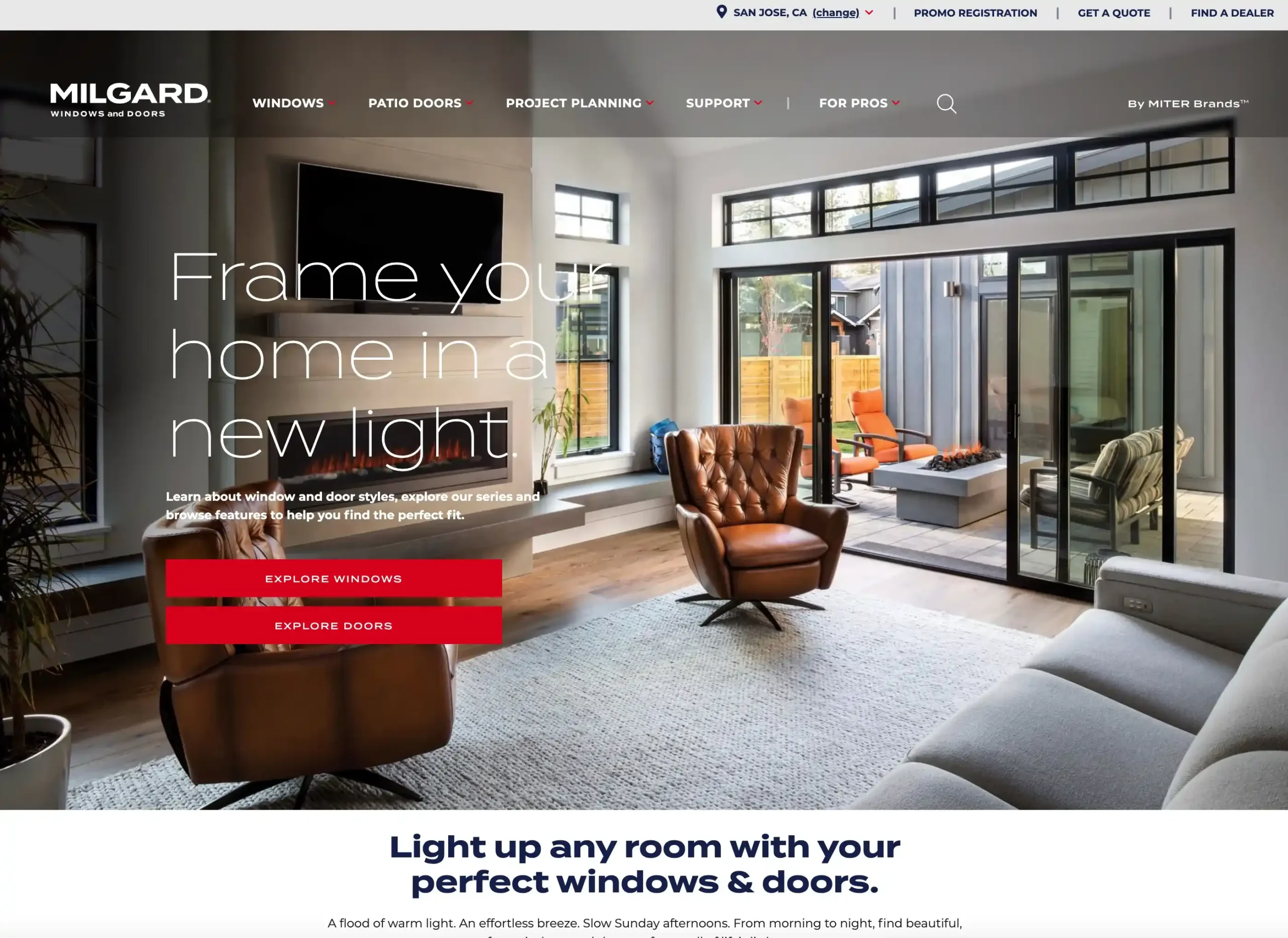 موقع شركة Milgard Windows Doors