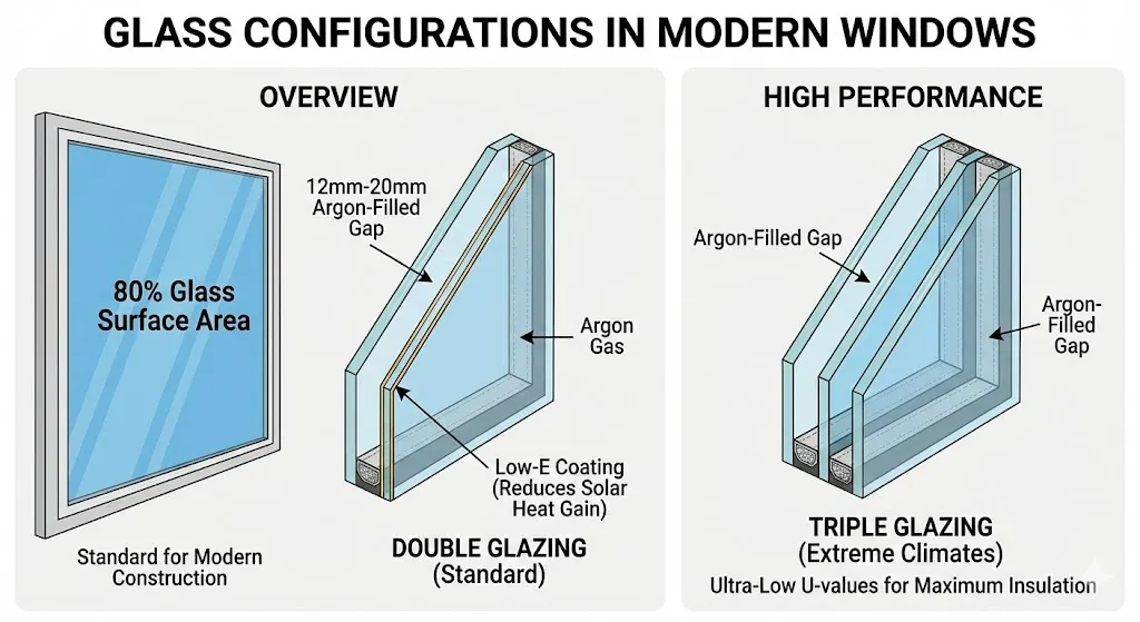Aluminum casement window Glass Configuration Aluminum casement window Glass Configuration