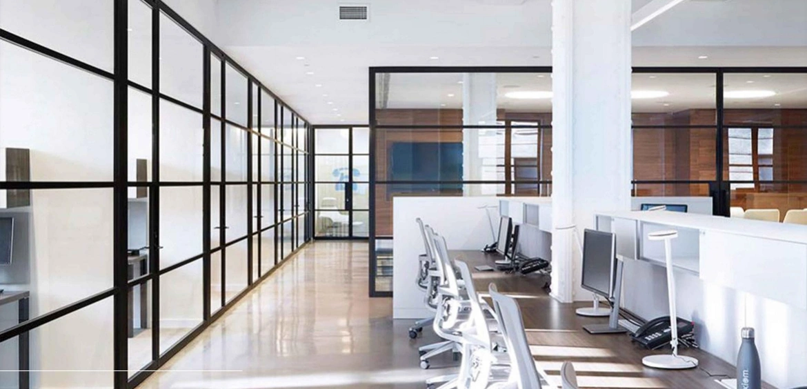 Mampara divisoria industrial de vidrio Serie A 18