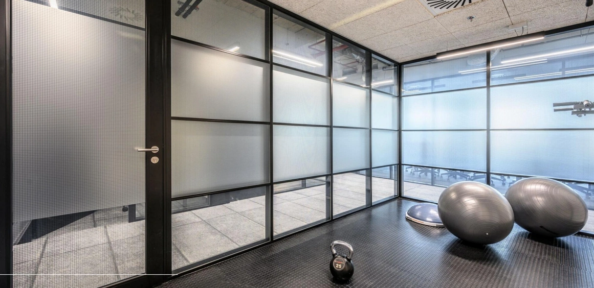 Mampara divisoria de vidrio industrial Diseño D