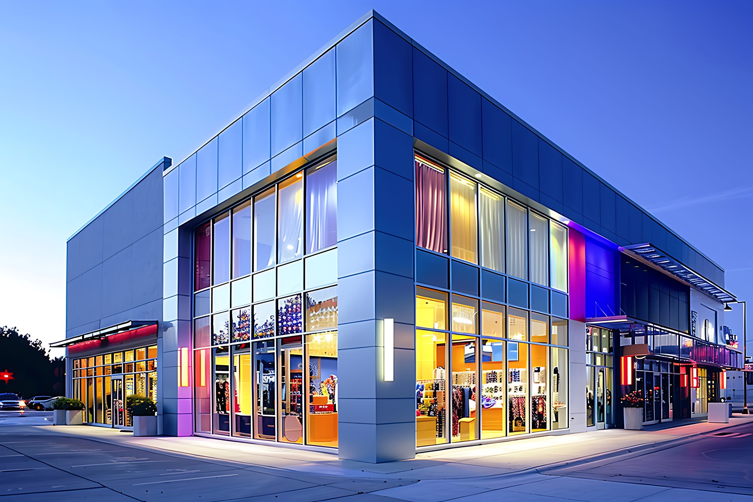 유리 전면부를 가진 건물