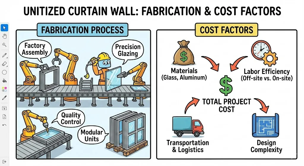 unitized curtain wall Fabrication and Cost Factors