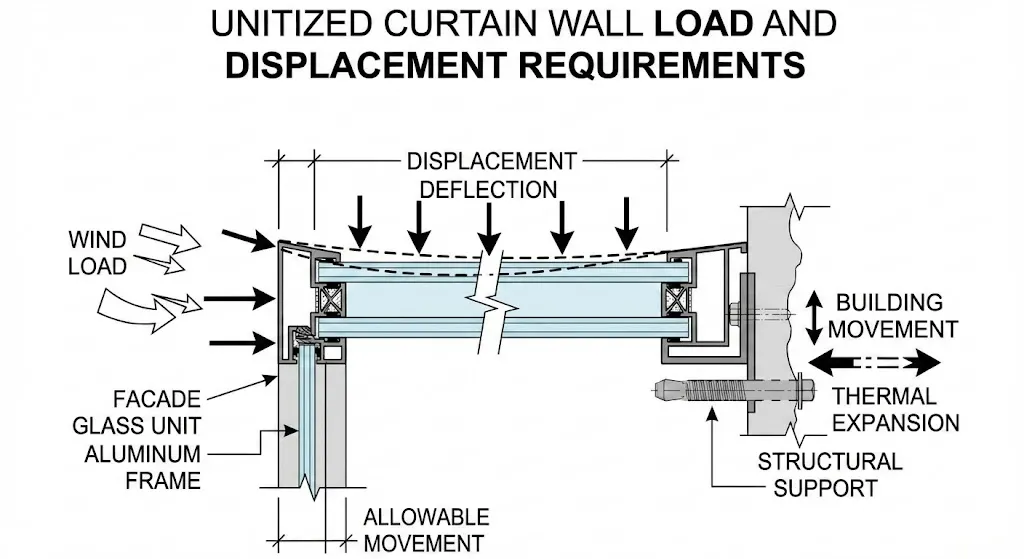 unitized curtain wall Load and Displacement Requirements