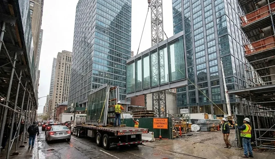 unitized curtain wall On Site Installation and Logistics Constraints