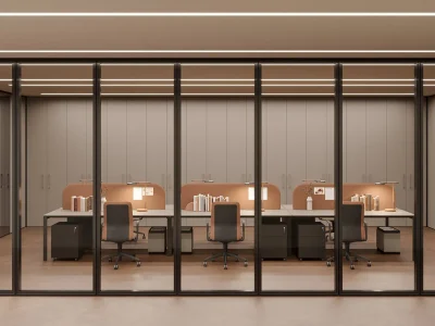 オフィススペースの垂直フレーム設計のパーティション壁